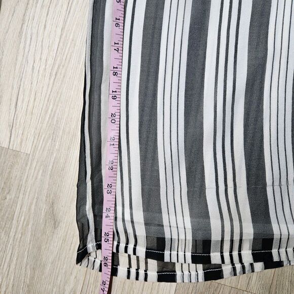 Zimmernann Anthropologie Womens Pants L Black Stripe Wide Leg Pull on Sheer Silk - Picture 4 of 14